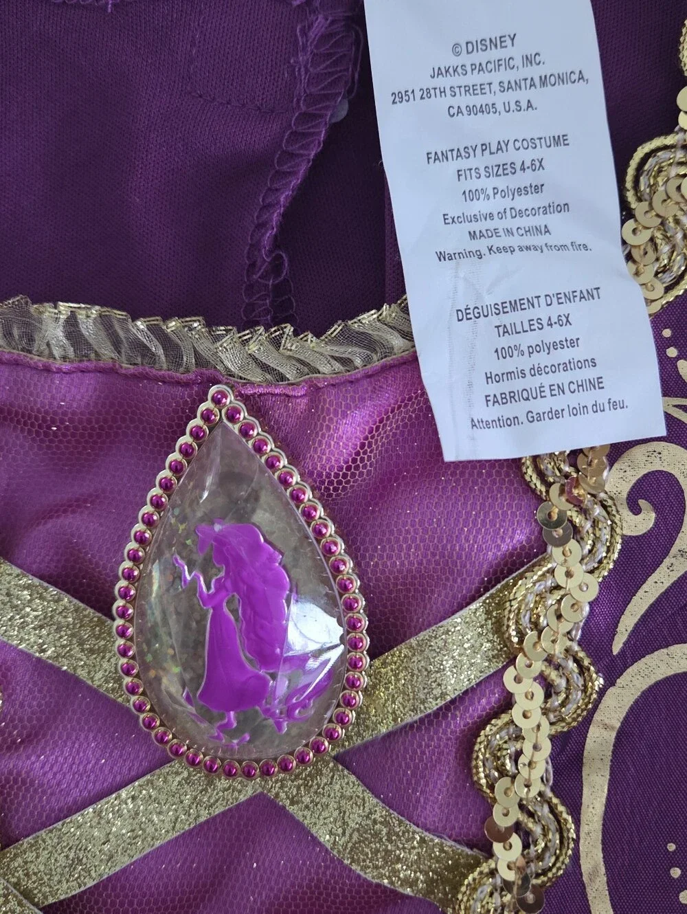 Repunzel Disney Purple and Gold Princess Costume Dress